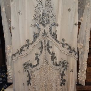 Beautiful hand beaded & lace w/open back dress.